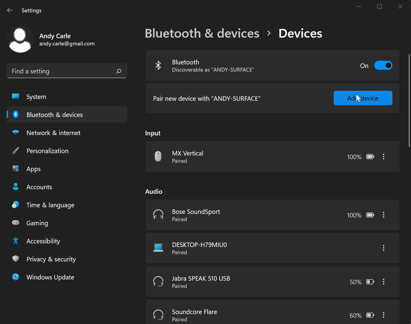 An animated GIF showing a Moddable Two pairing with Windows 11.