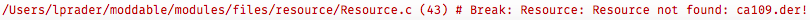 resource not found error message